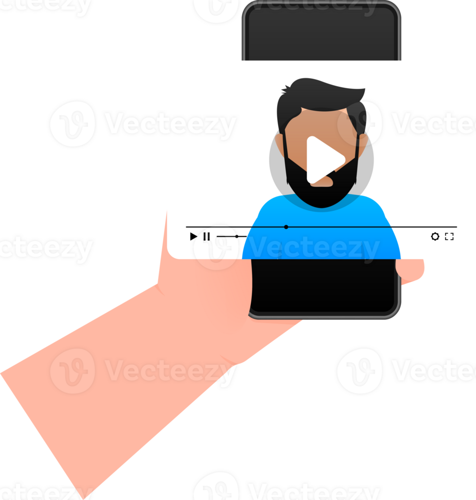 blogger, internet blogger recording media content. Watching a internet. illustration. png