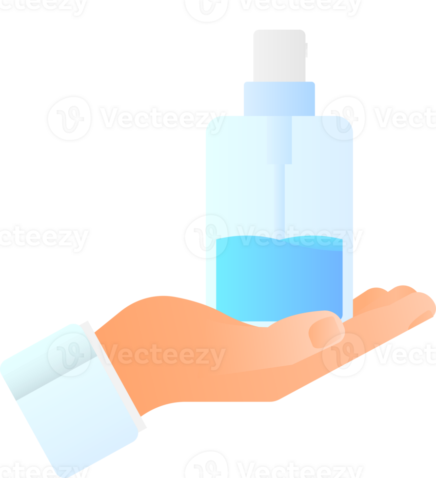Disinfection sanitizer on transparent background. 3d illustration. png
