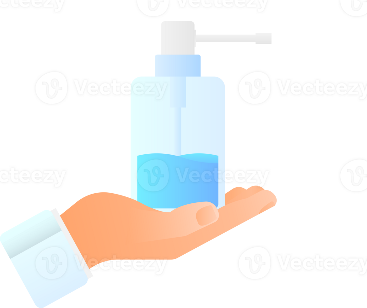 Disinfection sanitizer on transparent background. 3d illustration. png