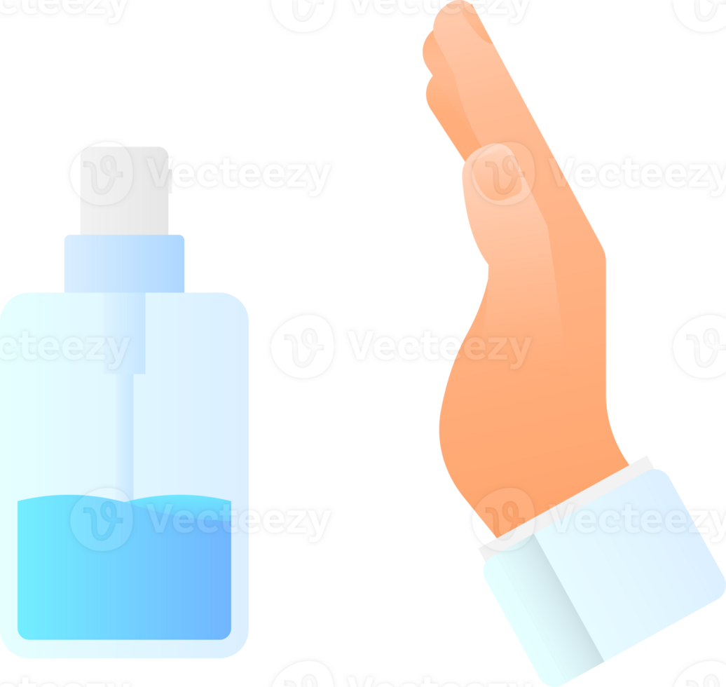 Disinfection sanitizer on transparent background. 3d illustration. png