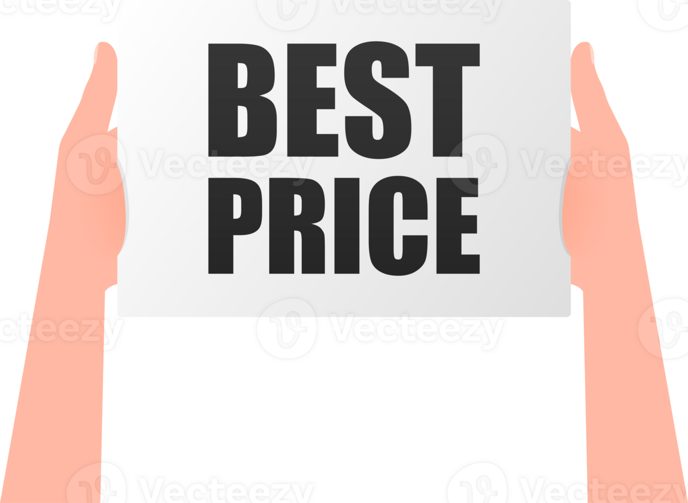 Hand holding signboard with text - best price. Man showing billboard banner. illustration. png