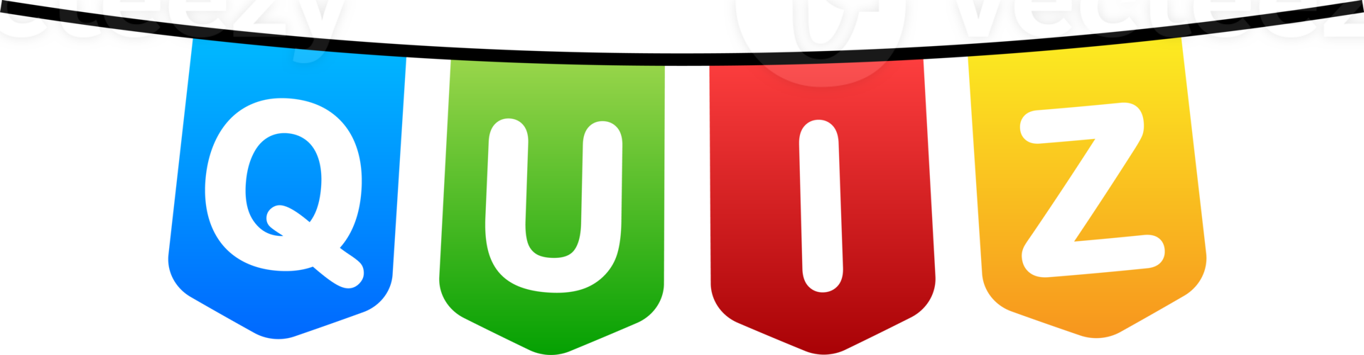 Quiz banner. question competition. Colorful flag on white background. png