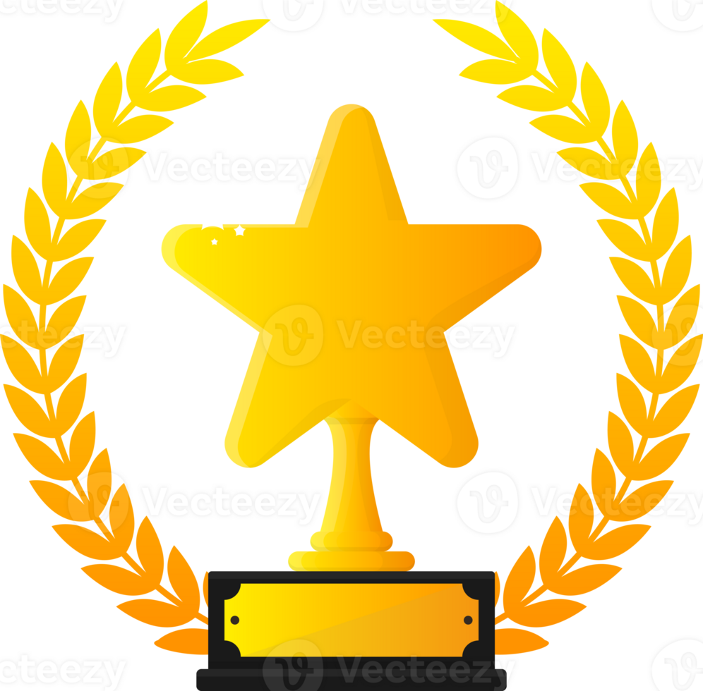 Winner cup in gold color with confity on white background. illustration. png