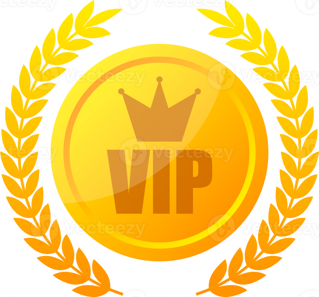 Golden symbol of exclusivity, the label VIP with glitter. Very important person - VIP icon. png