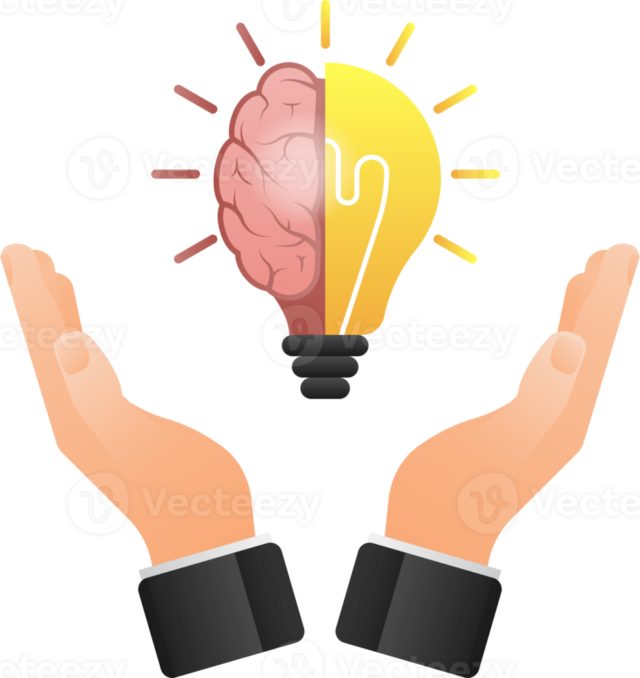 Idea brain. Creative thinking. Idea, solution. Positive, motivation. png