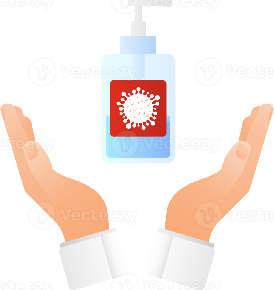 Disinfection sanitizer on transparent background. 3d illustration. png