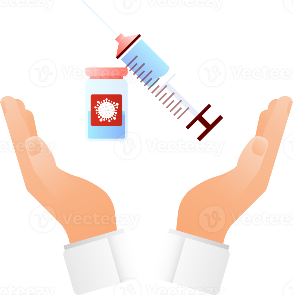 Virus protection. Virus germs. Security shield. Immune system. People vaccination. illustration. png