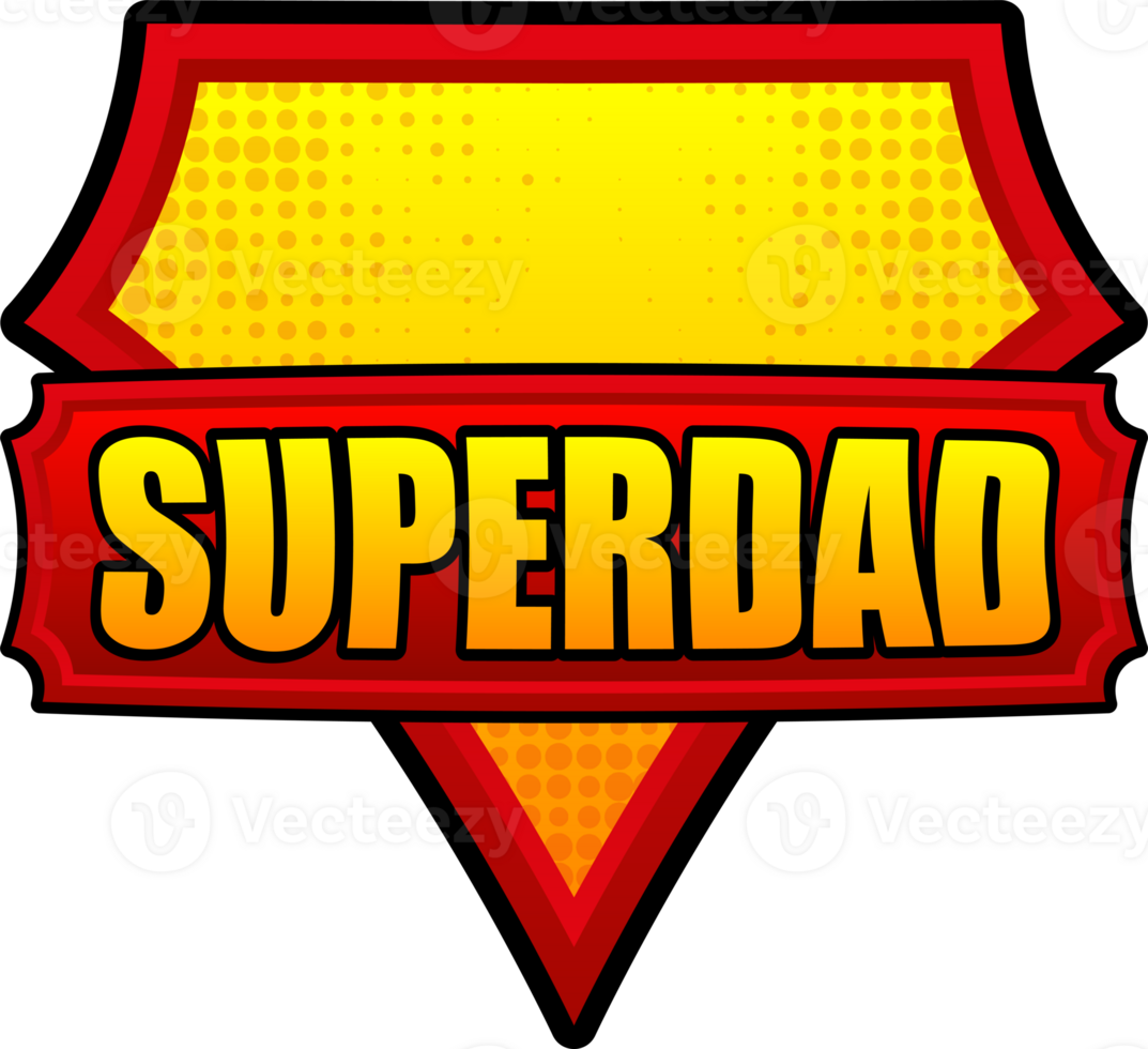 Superdad logo template. Frame with divergent rays. Super dad shield. png