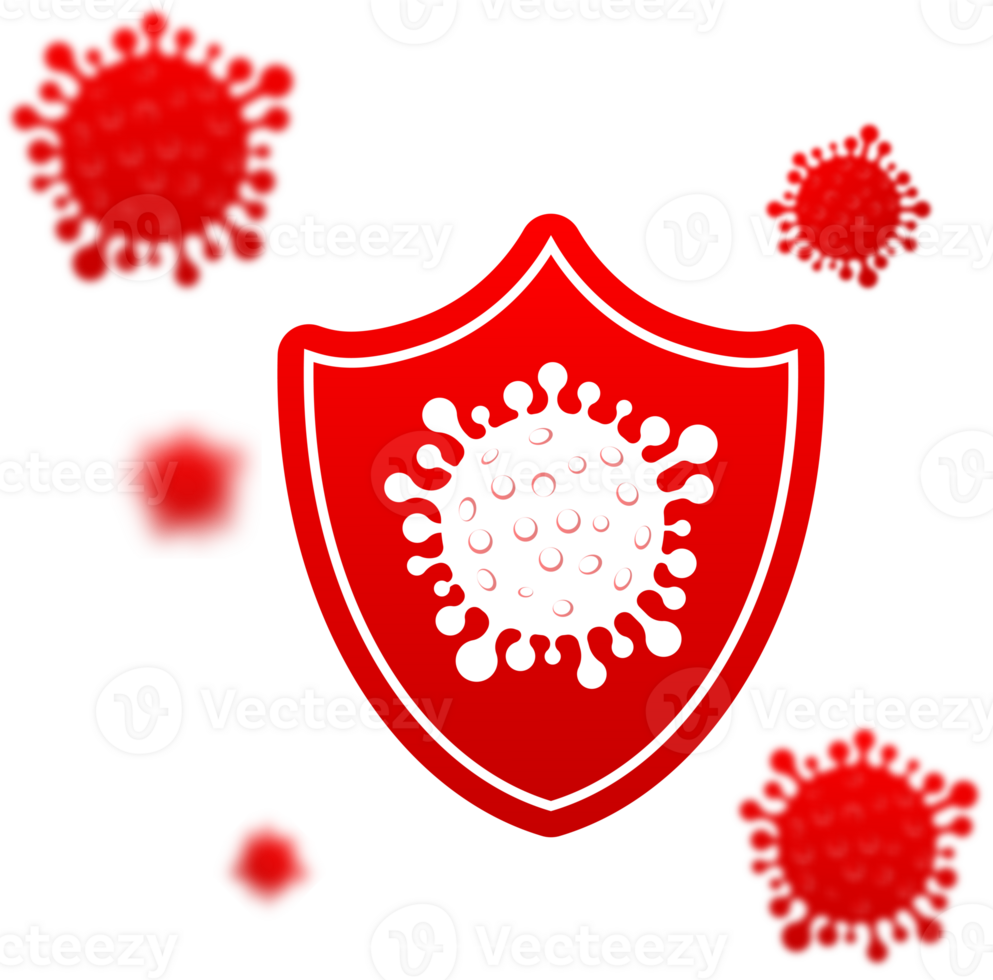 Virus protection. Virus germs. Security shield. Immune system. People vaccination. illustration. png