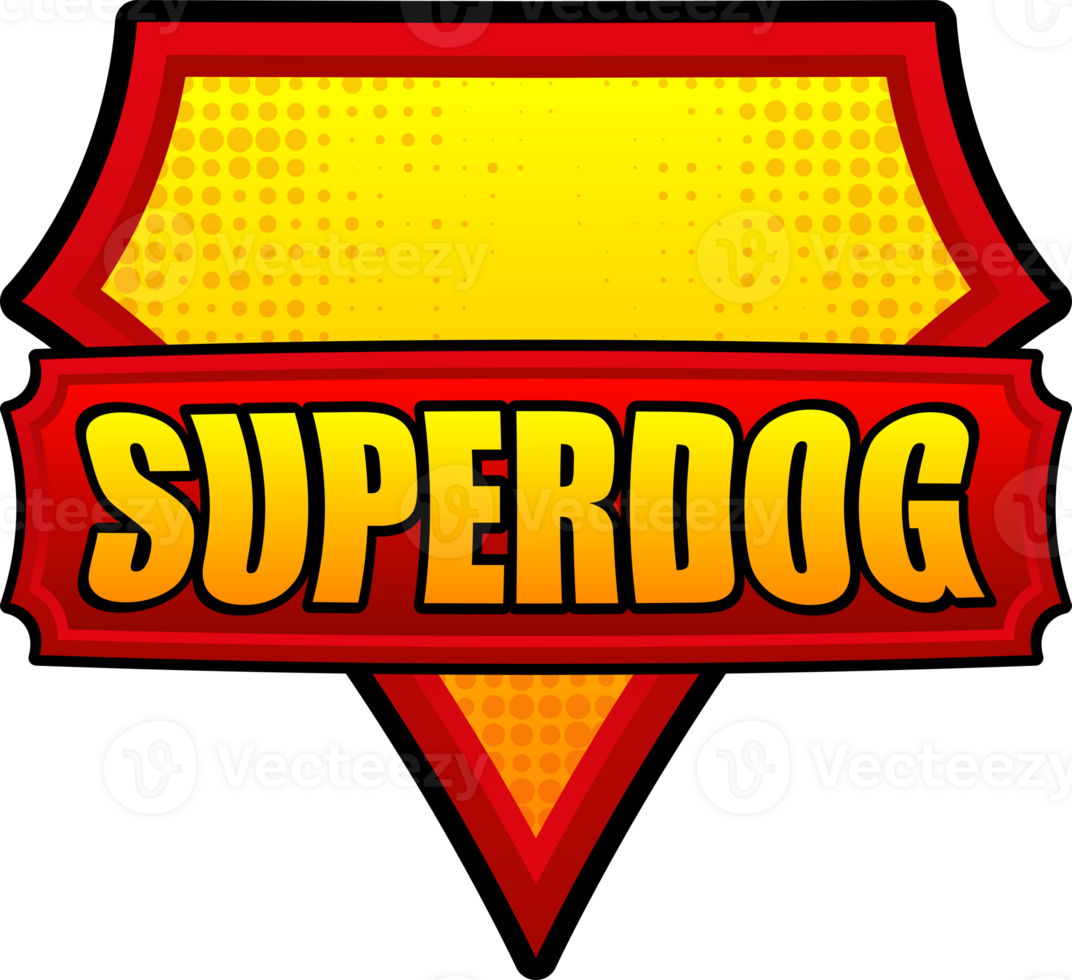 Superdog logo template. Frame with divergent rays. Super dog shield. png