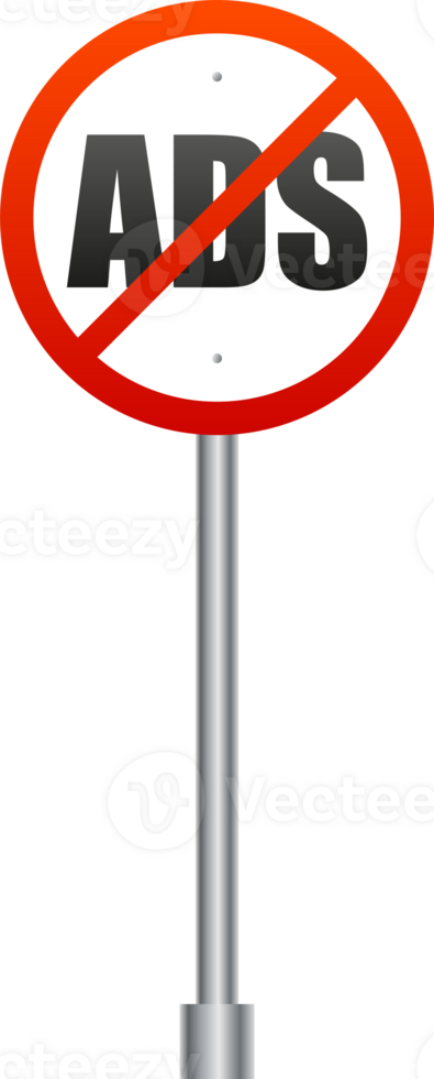 No ads for promotion red sign. Digital security concept. Ad blocking. stock illustration. png
