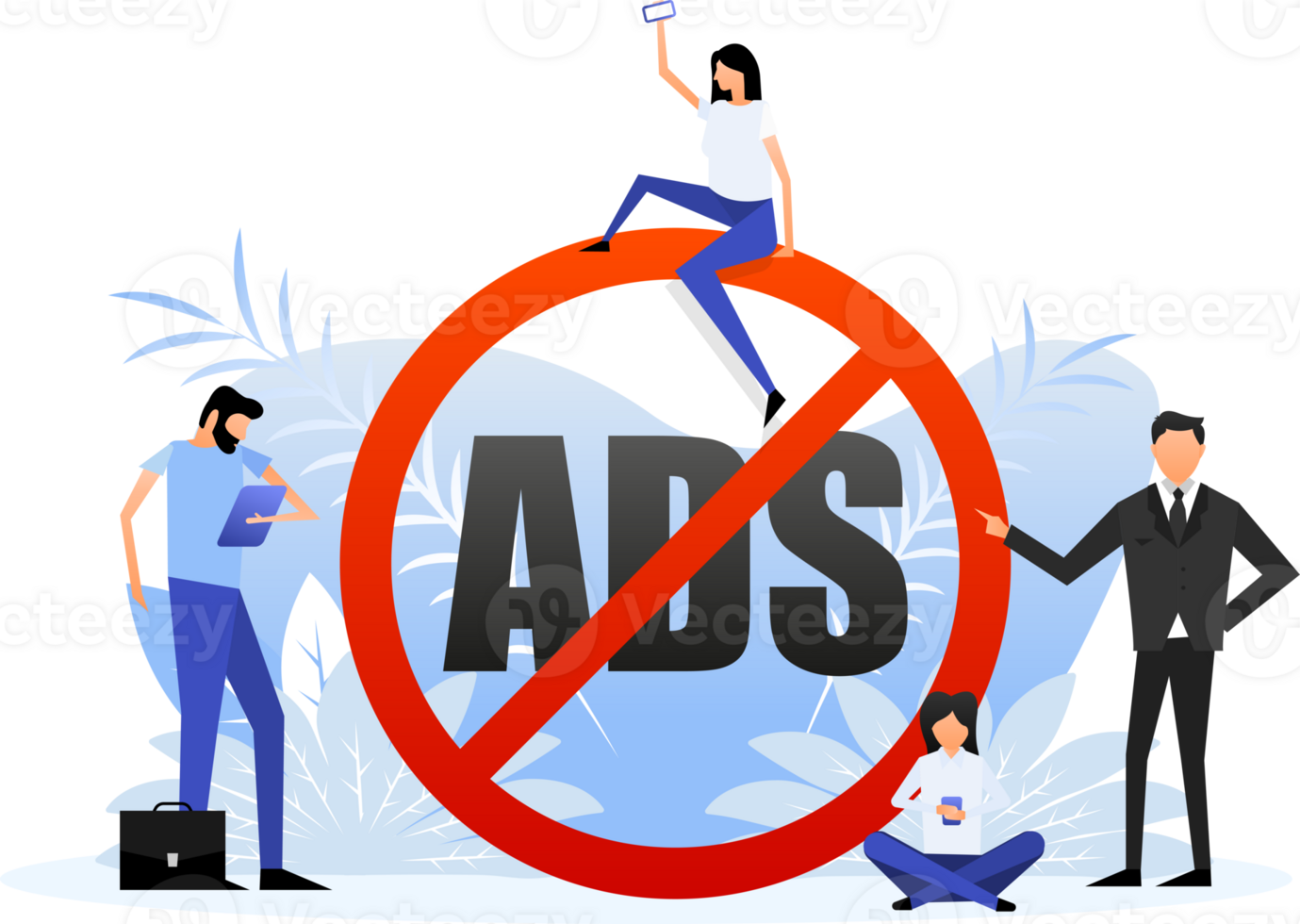 No ads for promotion red sign. Digital security concept. Ad blocking. stock illustration. png