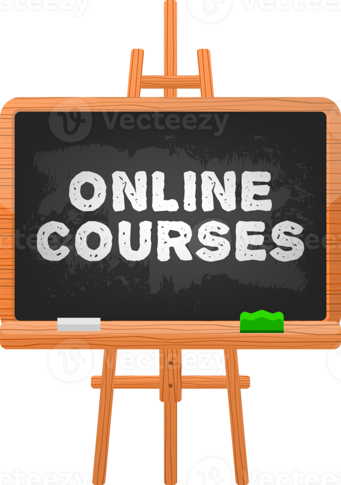 Online courses black school board for celebration design. illustration png