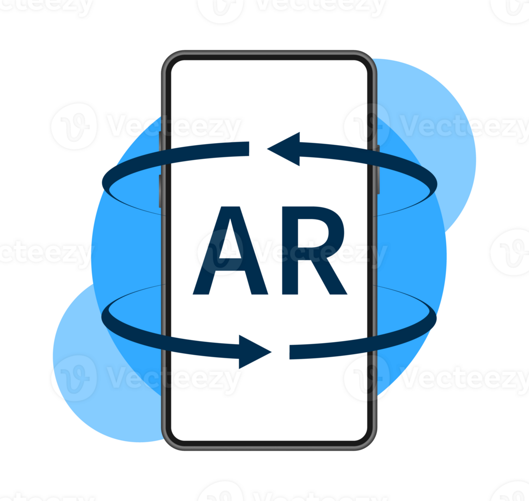 Augmented reality icon. AR symbol. Virtual reality on smartphone. png