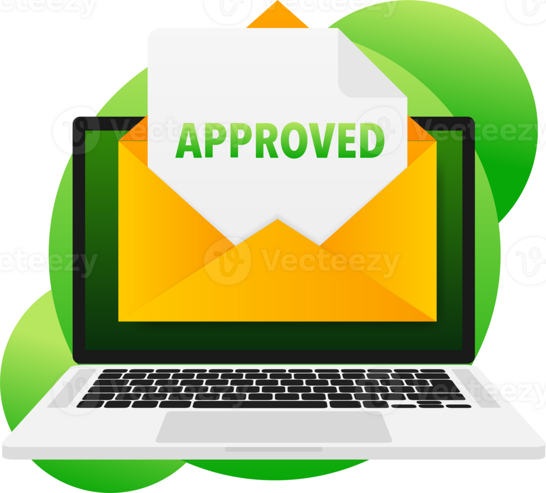 Approved rejected on letters, sign. Check mark, approval sign. png