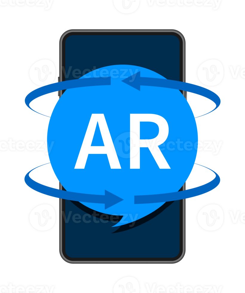 Augmented reality icon. AR symbol. Virtual reality on smartphone. png