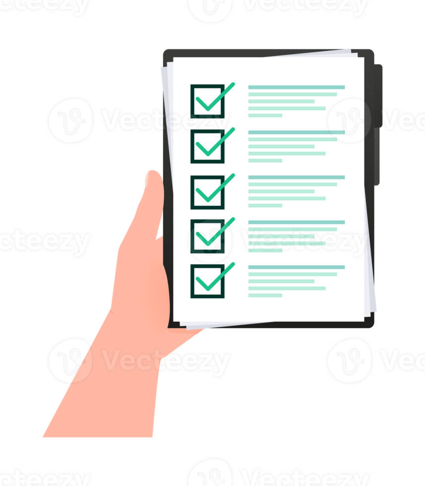 Checklist clipboard, check list and check marks. To-do list, survey. Online exam. png