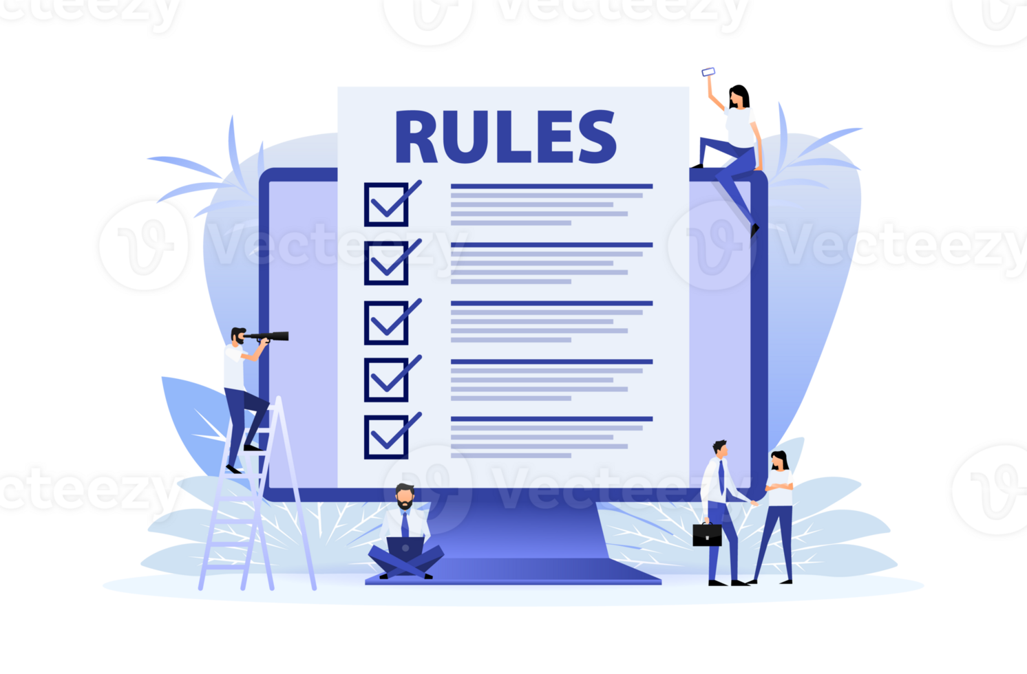 Rules, Checklist with requirements. Principles and strategy. illustration. png