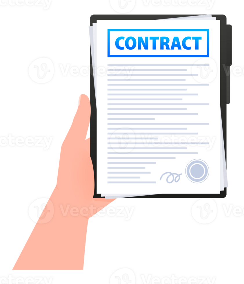Contract document form. Sign contract. illustration. png