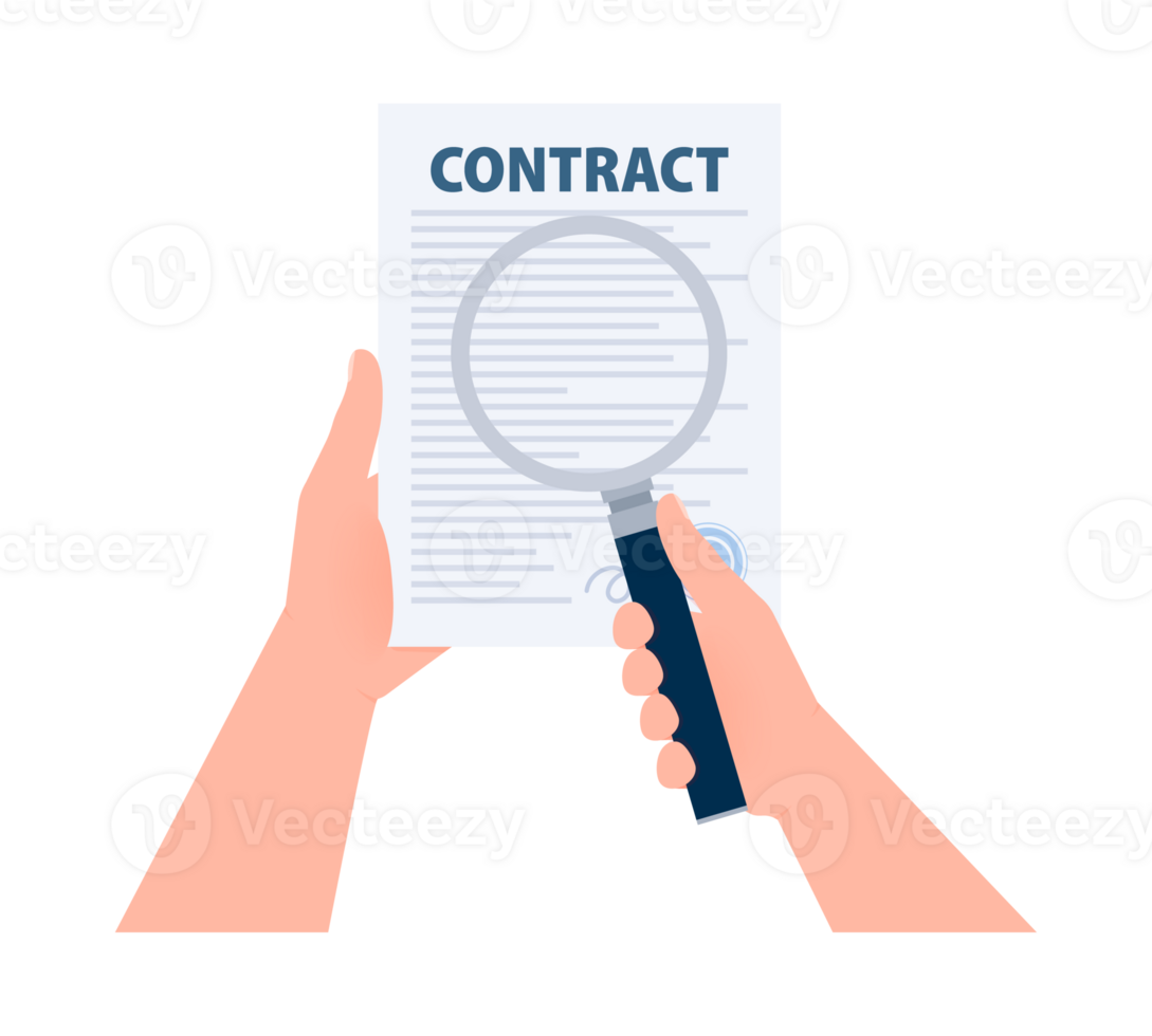 Contract review document form. Sign contract. illustration. png