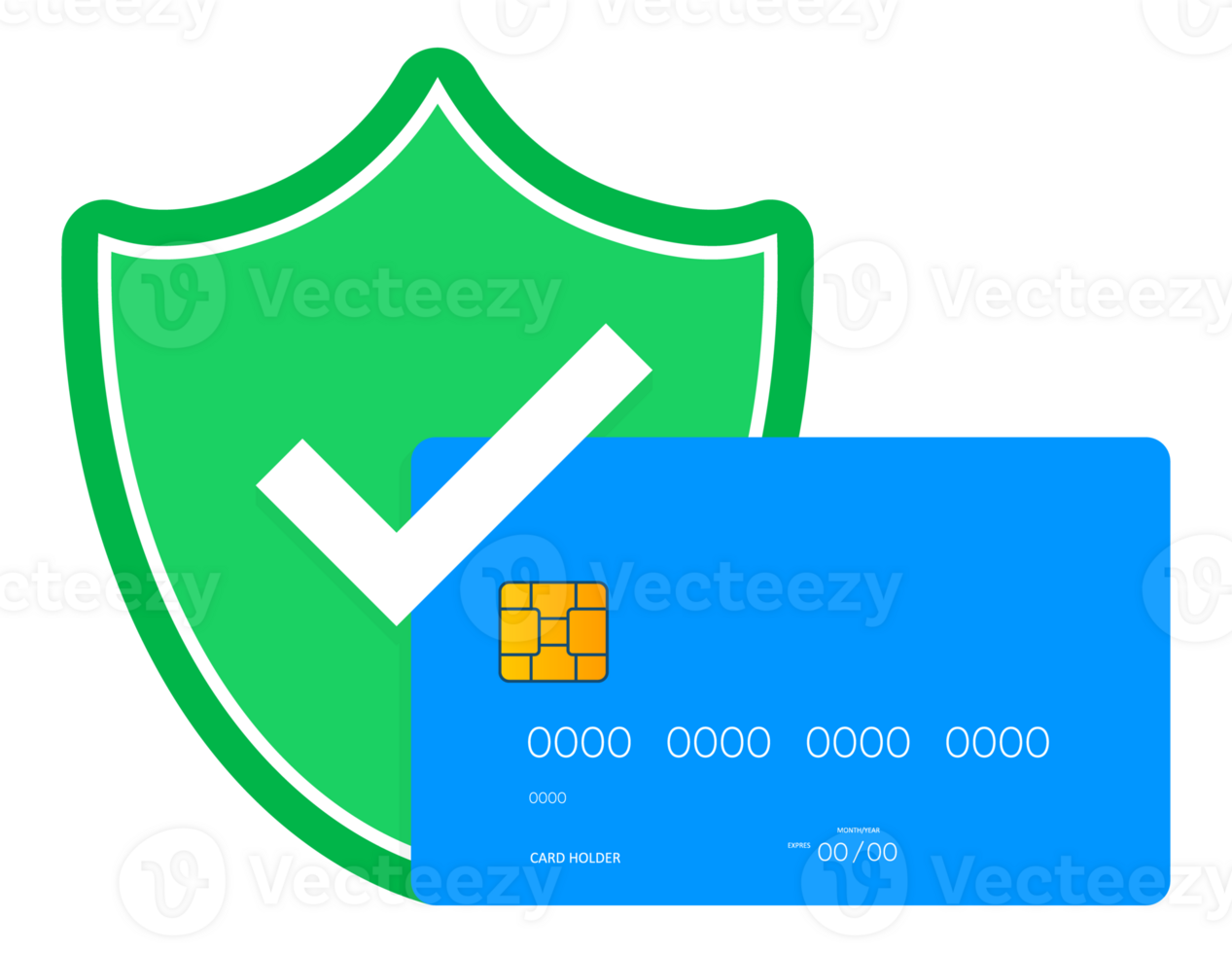 Shield and Credit card. Secure payment label. Ssl secure. png