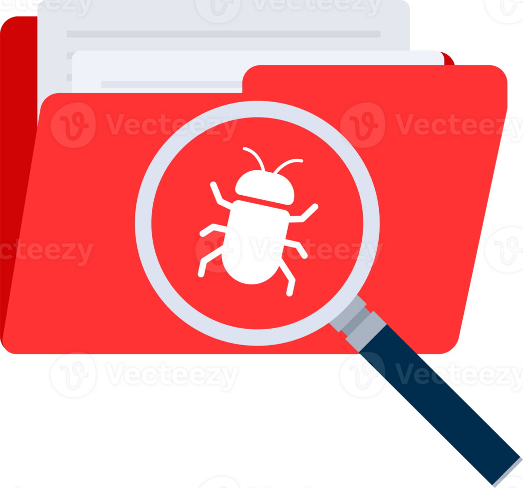 Search for viruses in file folder. Antivirus software searching spam and viruses png