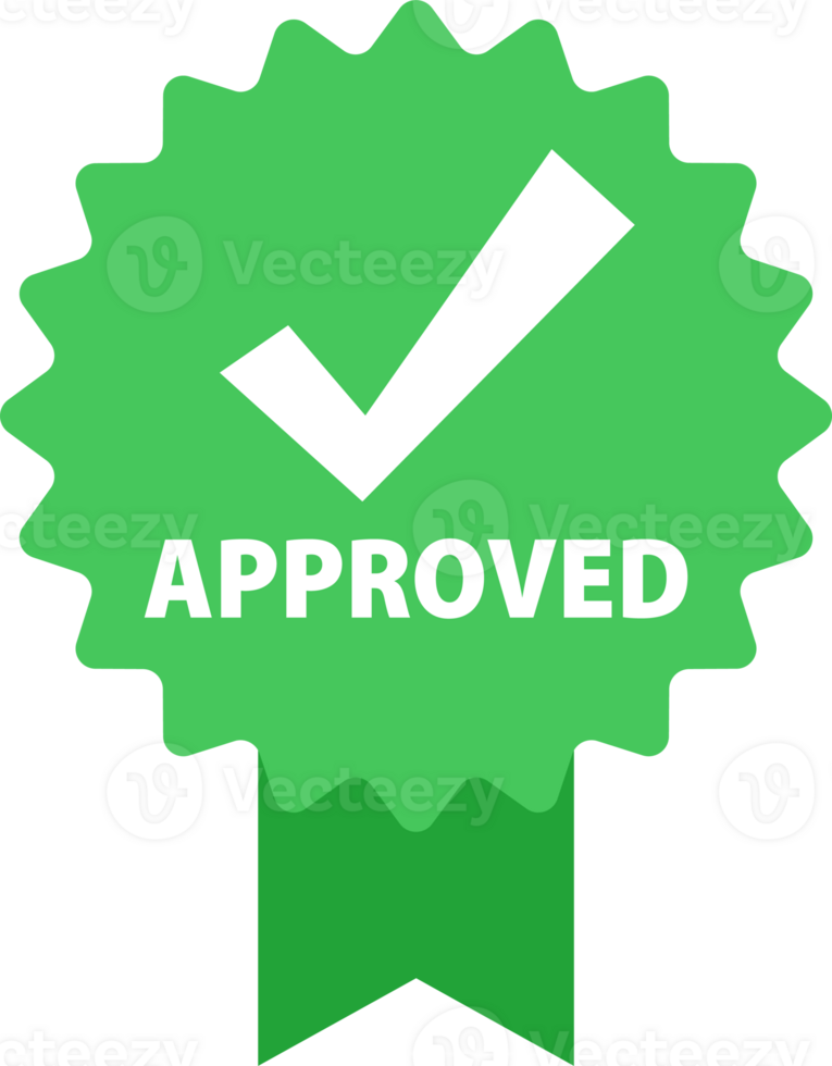 Approved and rejected label. Right and wrong button. Check mark and cross. png