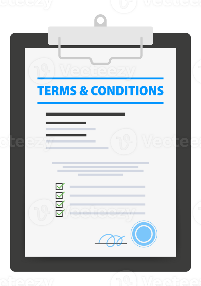 Terms and conditions document. Legal agreements between a service provider and a person who wants to use that service. stock illustration. png
