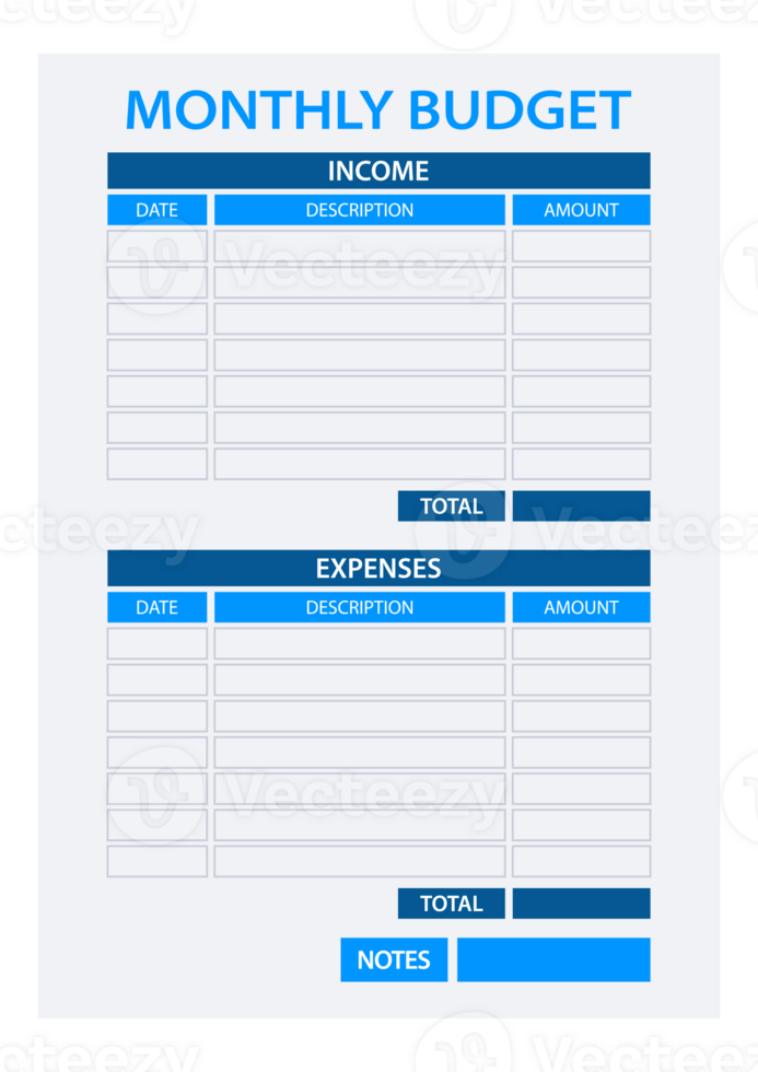 Monthly budget planner. Income and expense tracker. Account fixed and other expenses. png
