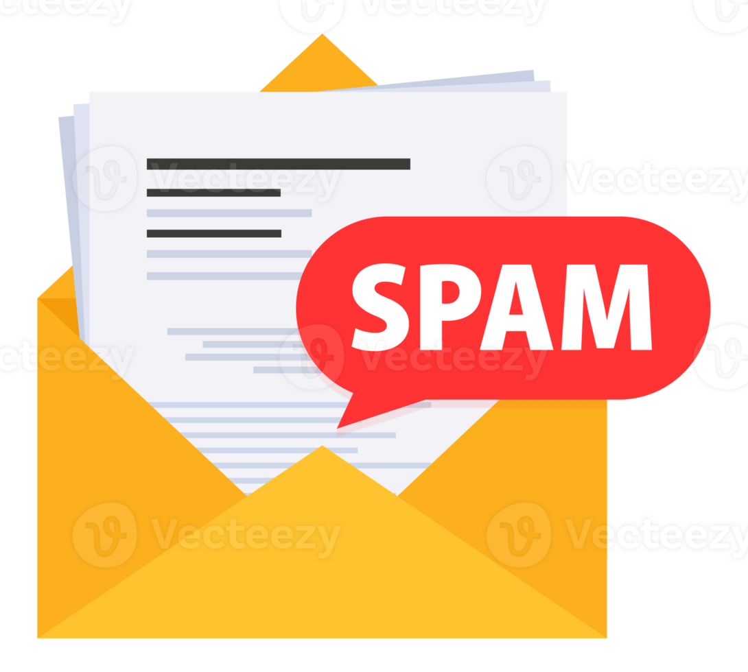 Email spamming attack. Email box hacking, spam warning. stock illustration. png