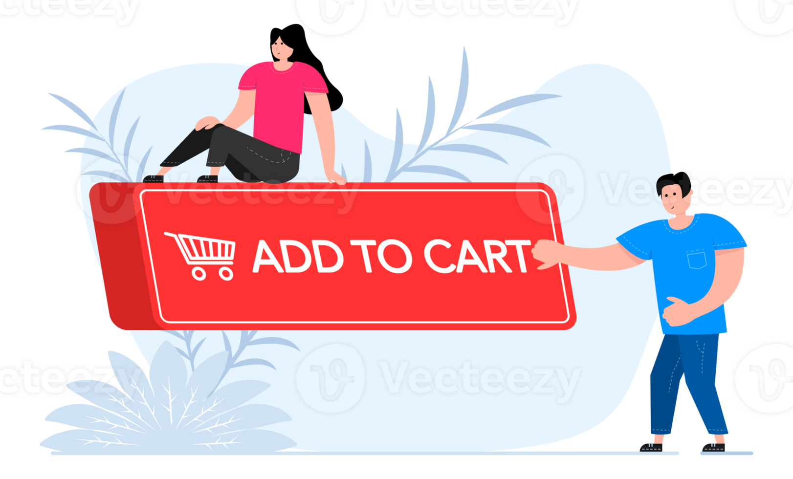 People press button with text add to cart. Click button for app and web design. Shopping cart. png