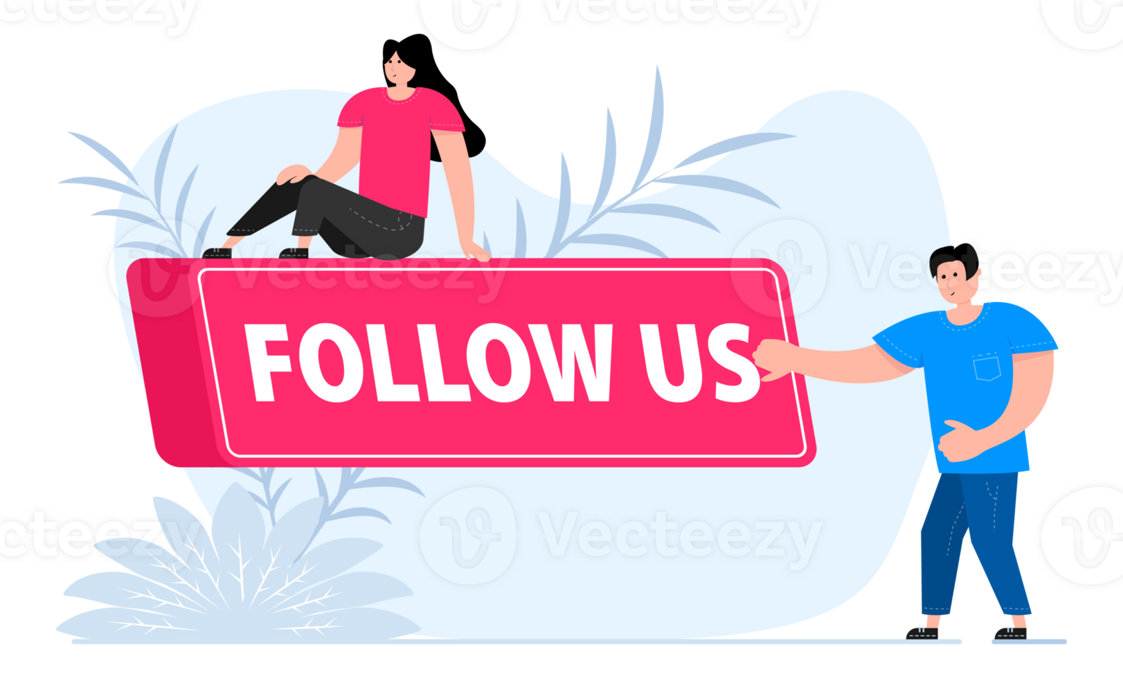 People press button with text follow us. Click button for app and web design. png