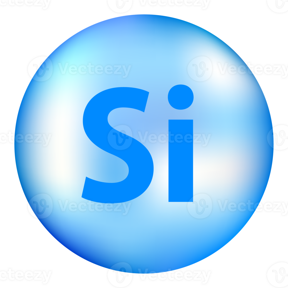 Mineral blue shining pill capsule icon. Si Silicium png