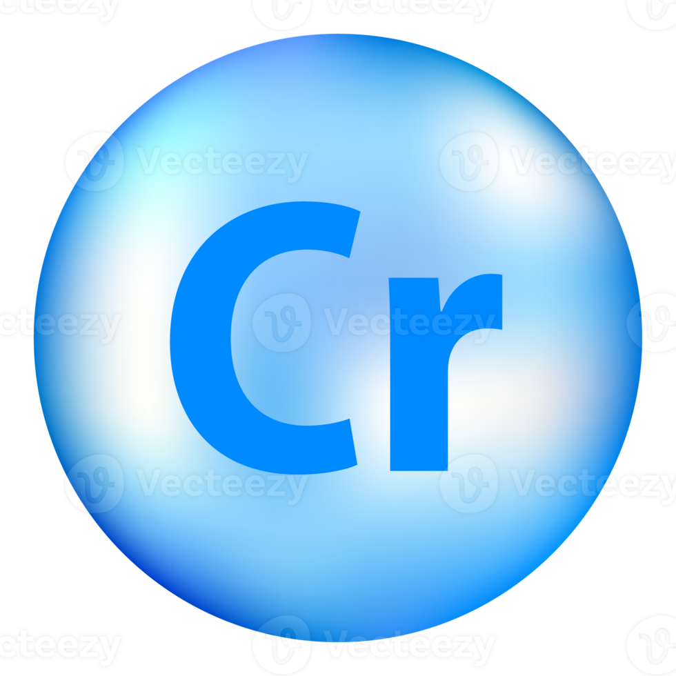 Mineral blue shining pill capsule icon. Cr Chromium png