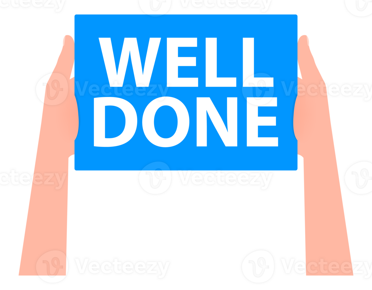 Hand holding placard with space for text well done png