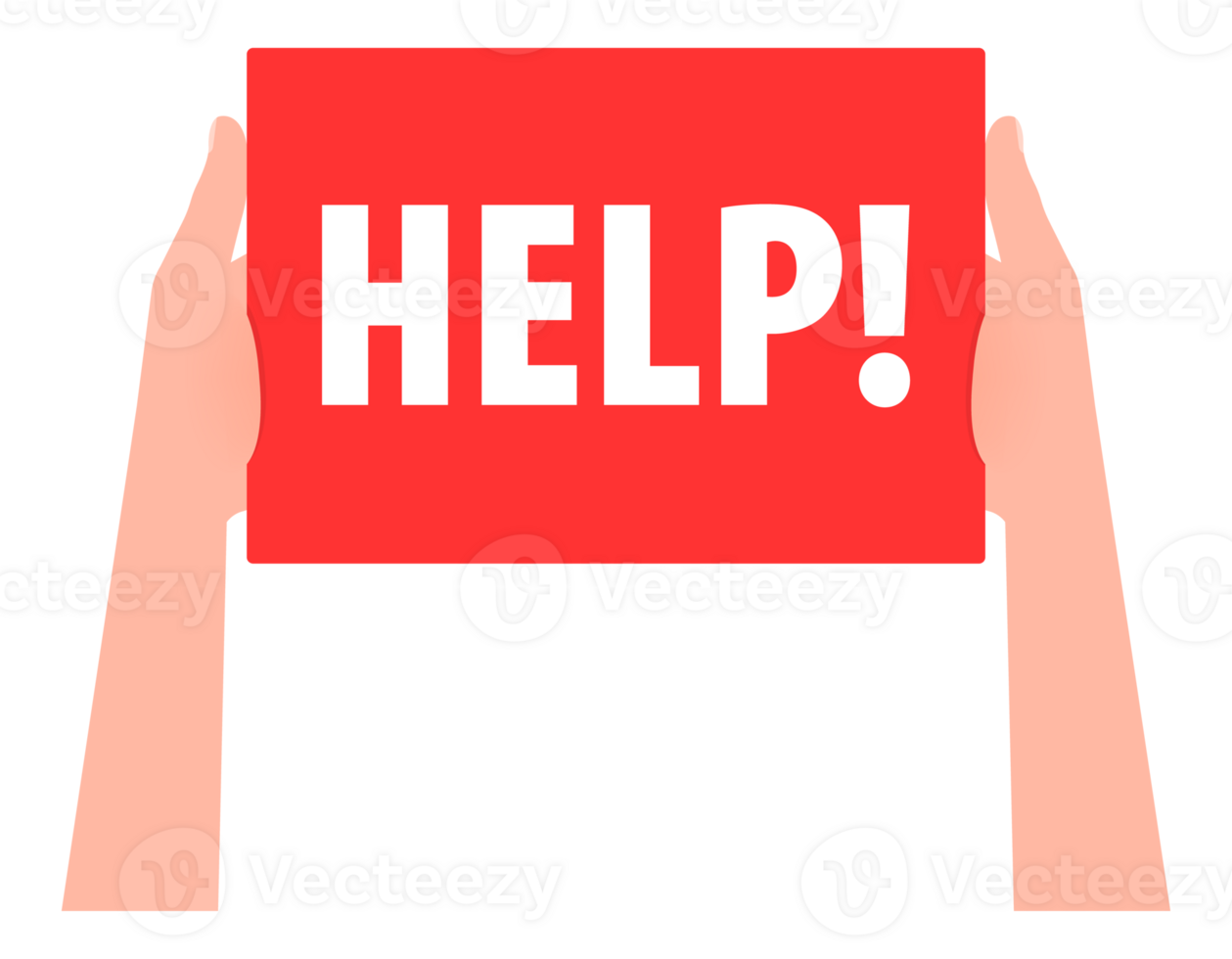 Hand holding placard with space for text Help png