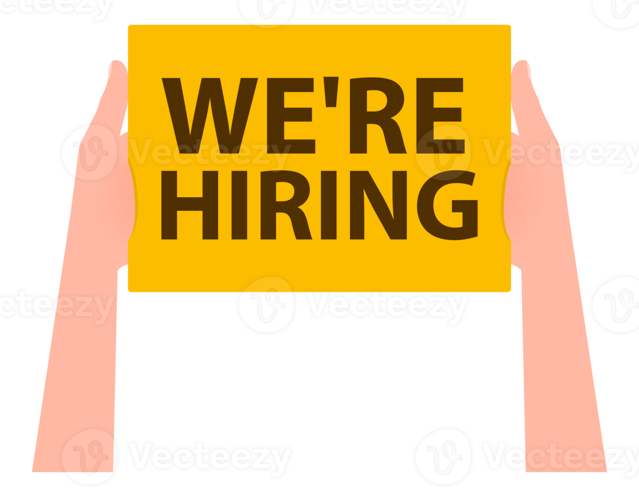 Hand holding placard with space for text we're hiring png
