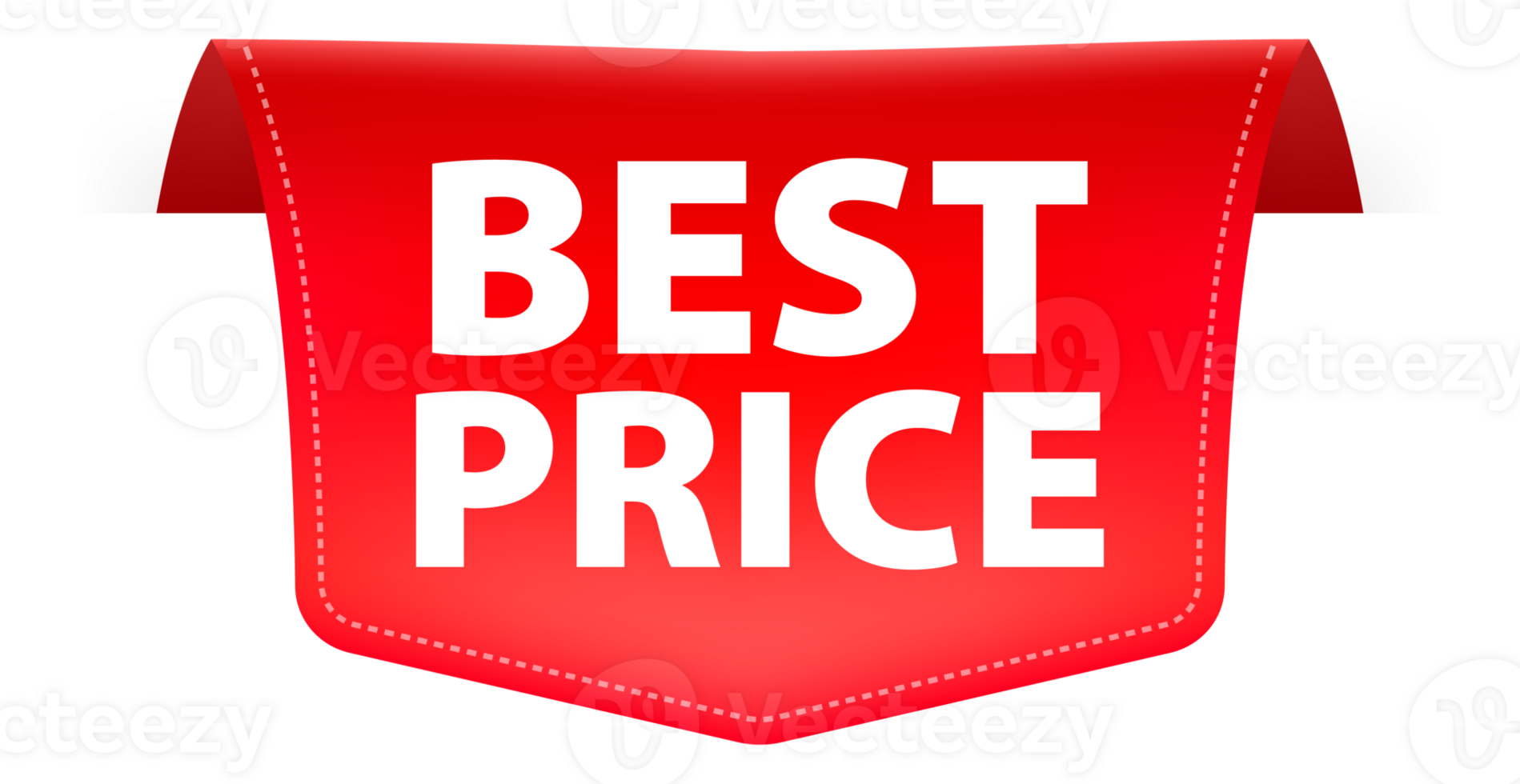 Best price red label with ribbon. illustration png
