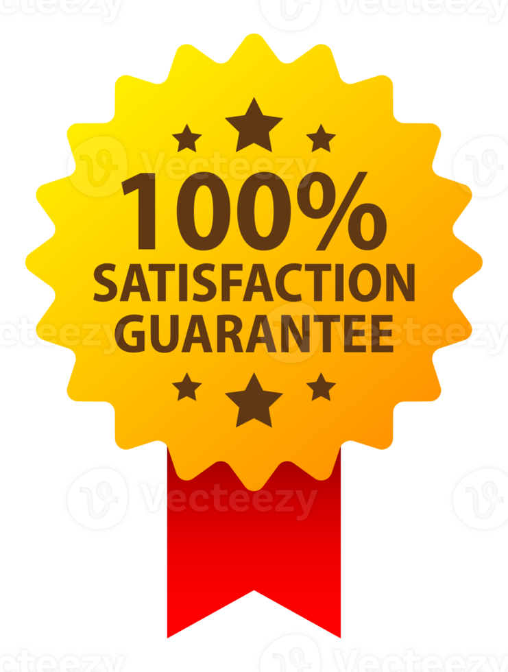 100 percent satisfaction guarantee label. Guarantee badge png