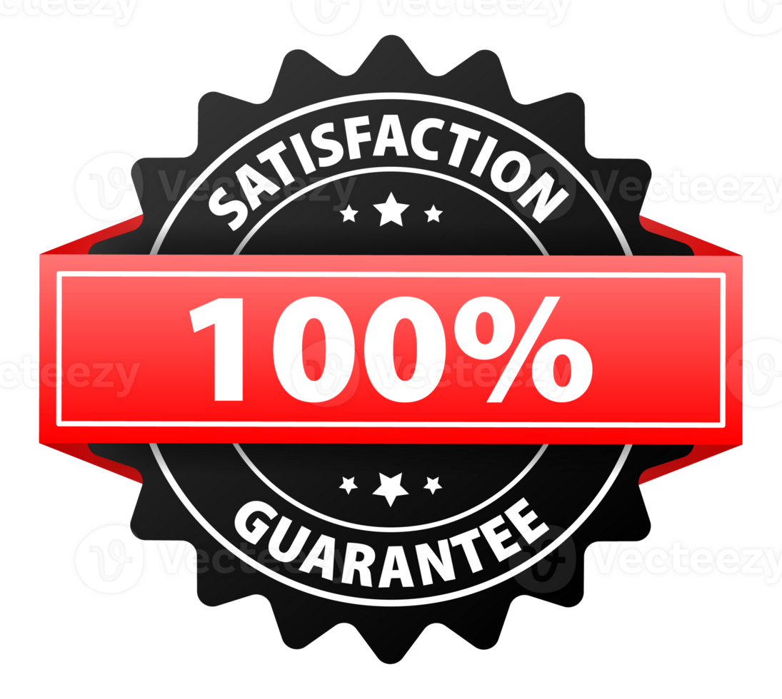 100 percent satisfaction guarantee label. Guarantee badge png