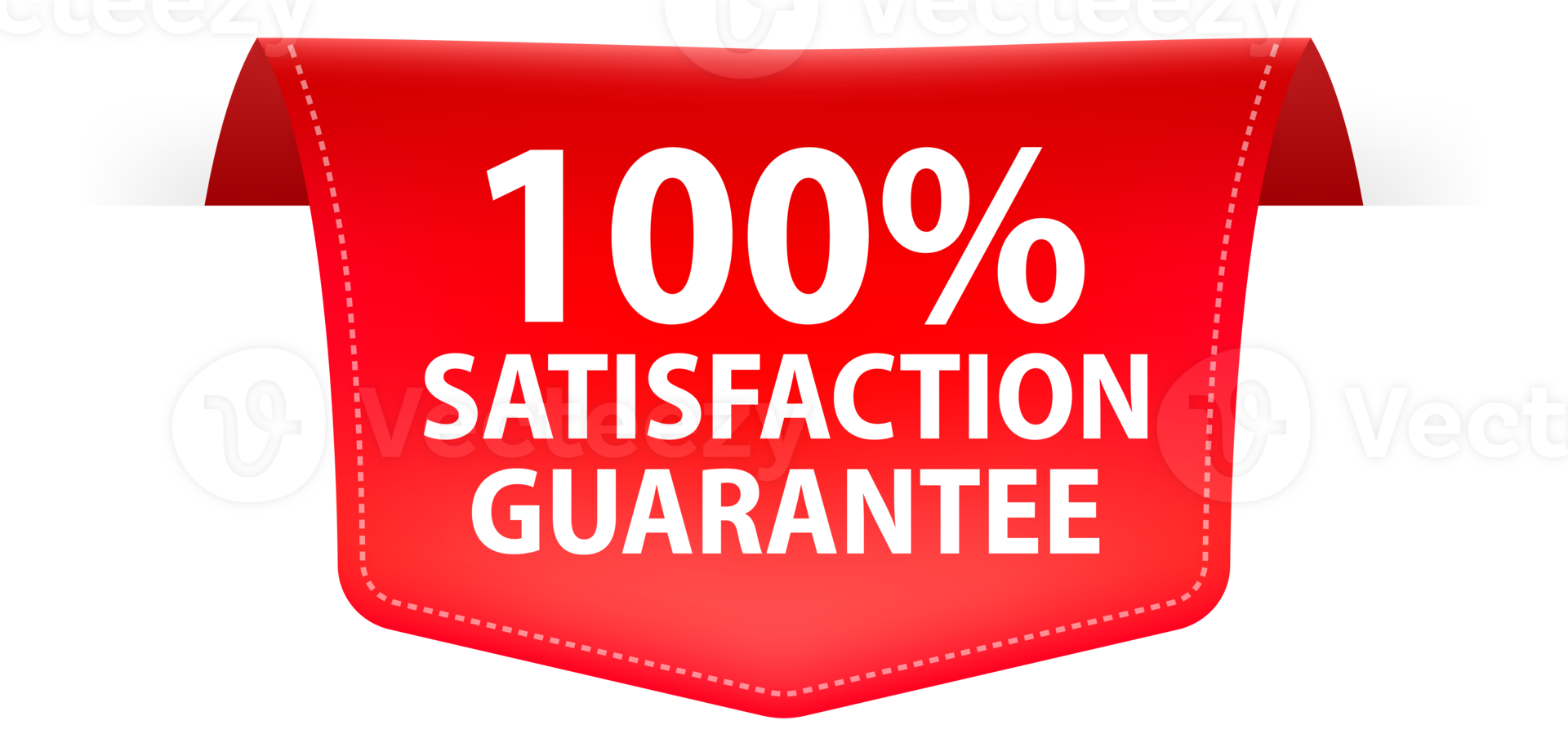 Satisfaction guaranteed red label with ribbon. illustration png