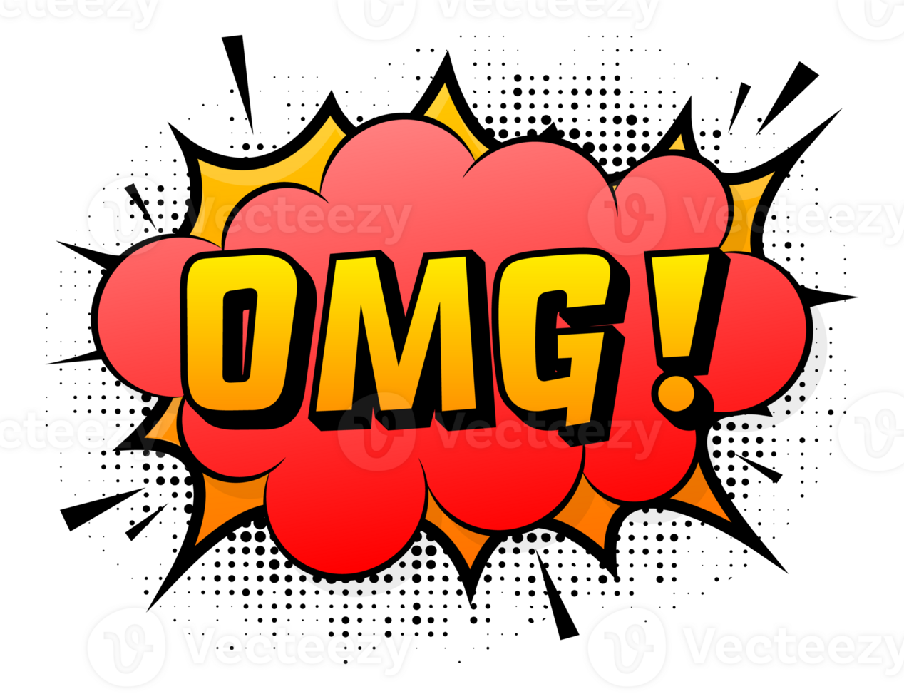 Speech bubble for comic text OMG. Cartoon comic sign. Effects explosion png