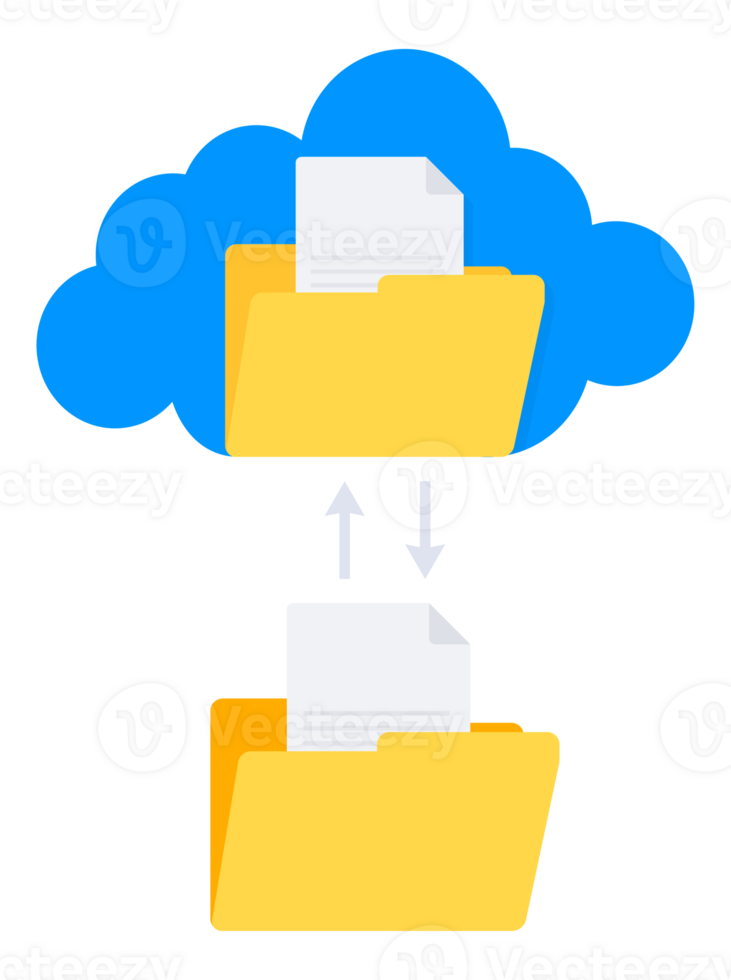 Cloud file sync. File Folder with synchronization Cloud. Data transfer png