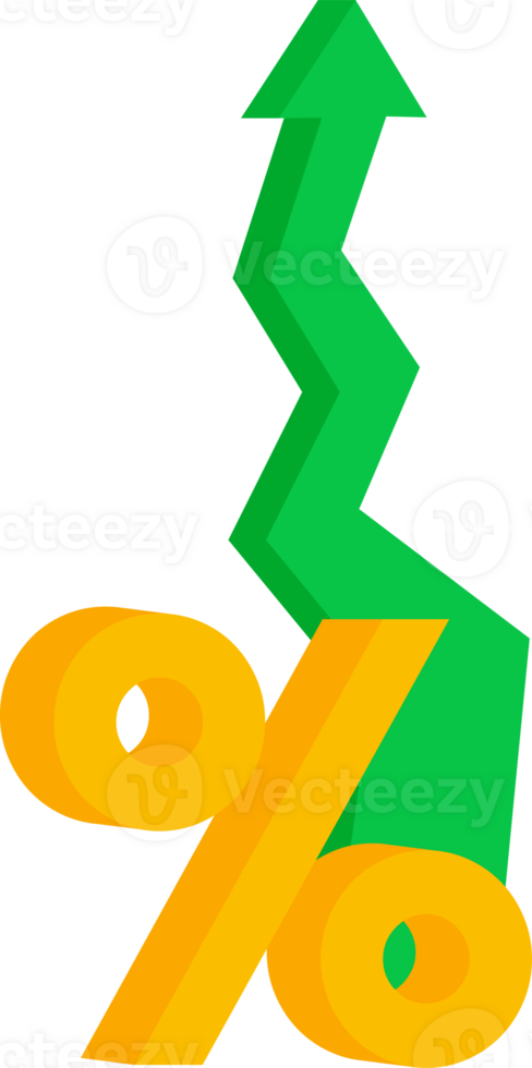 Percentage with arrow up and down. Percentage growth, interest rate. Banking and credit. png