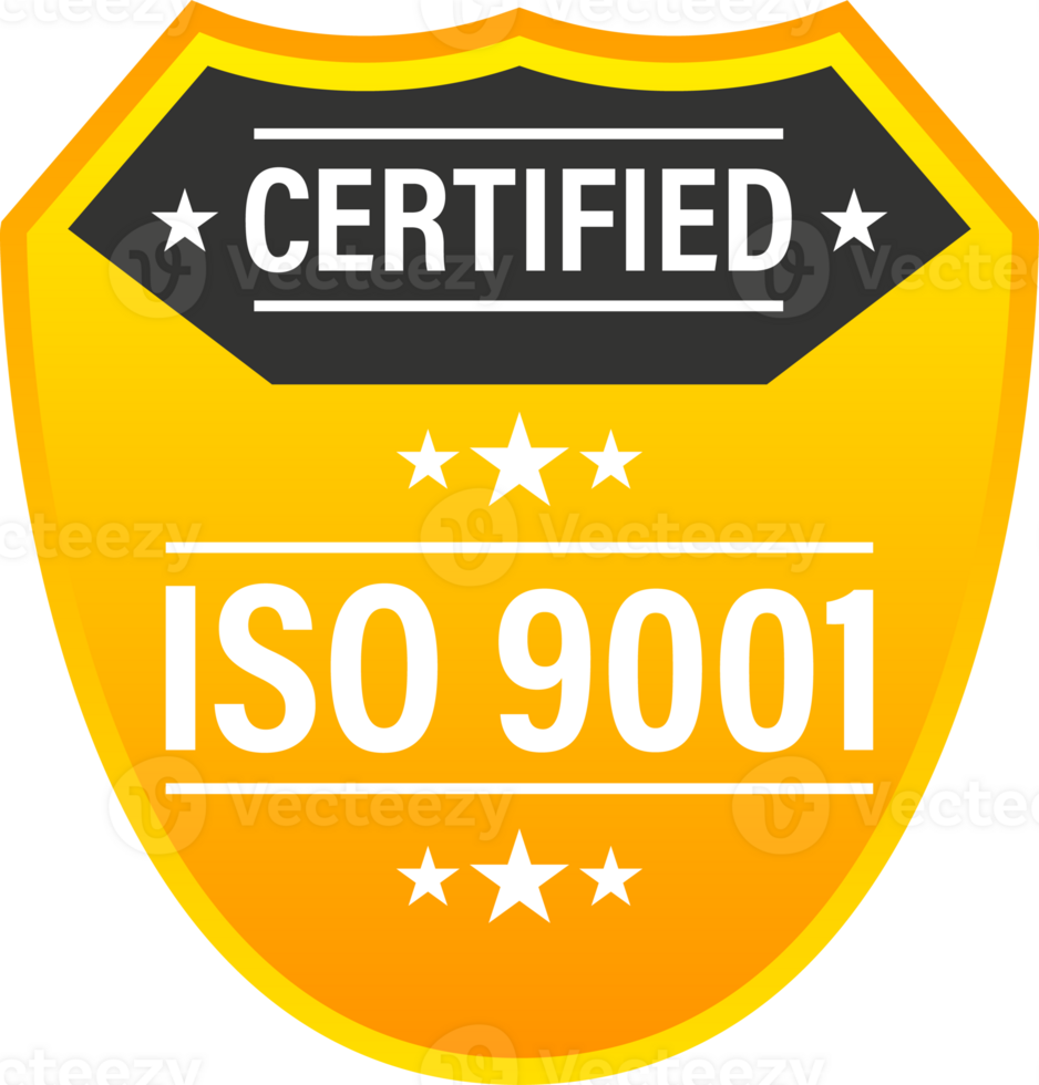 ISO certified set stamp and labels. Quality management system certified png