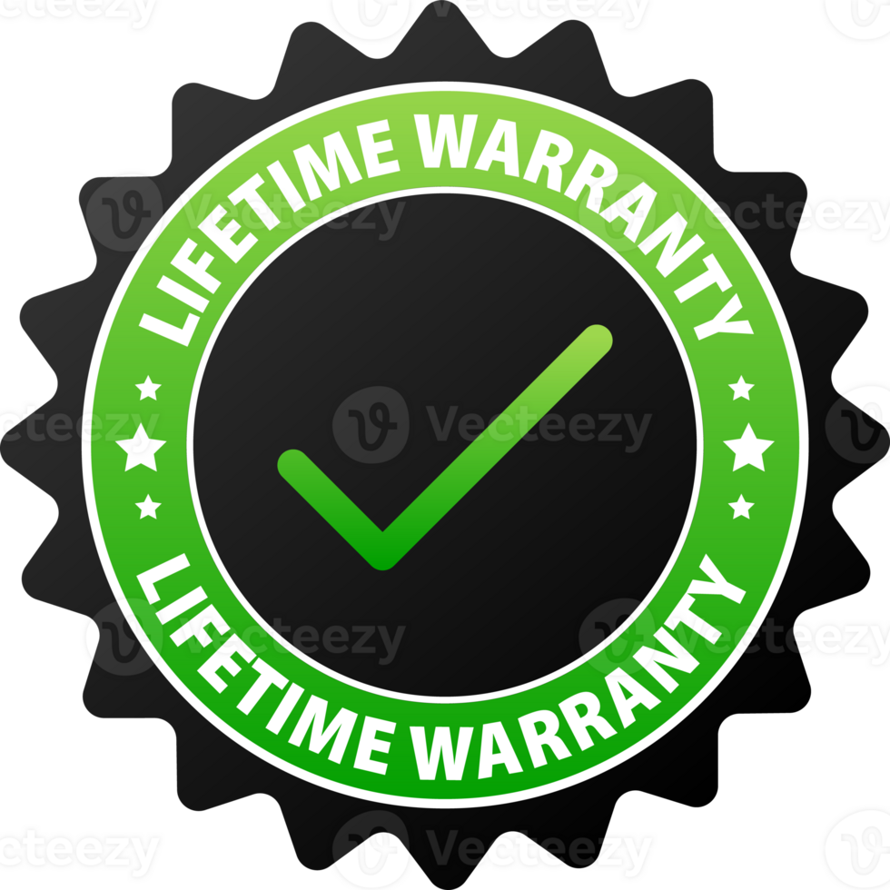 lifetime warranty label. Lifetime warranty on product quality and reliability png