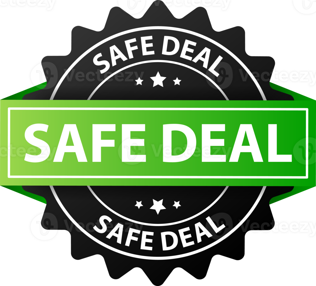 Safe deal label. International agreement. Maximum security and protection with every transaction png