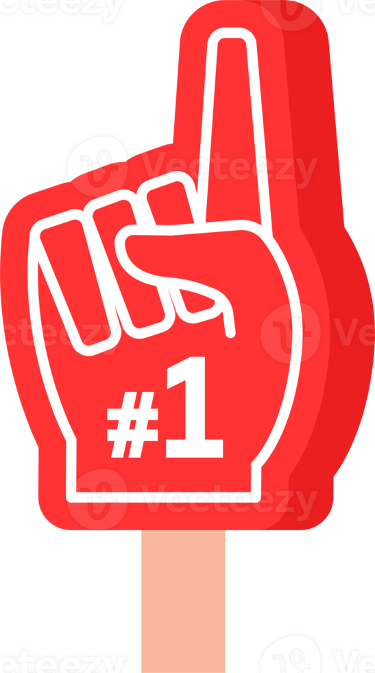 Number one on foam fingers. Football fan finger foam png