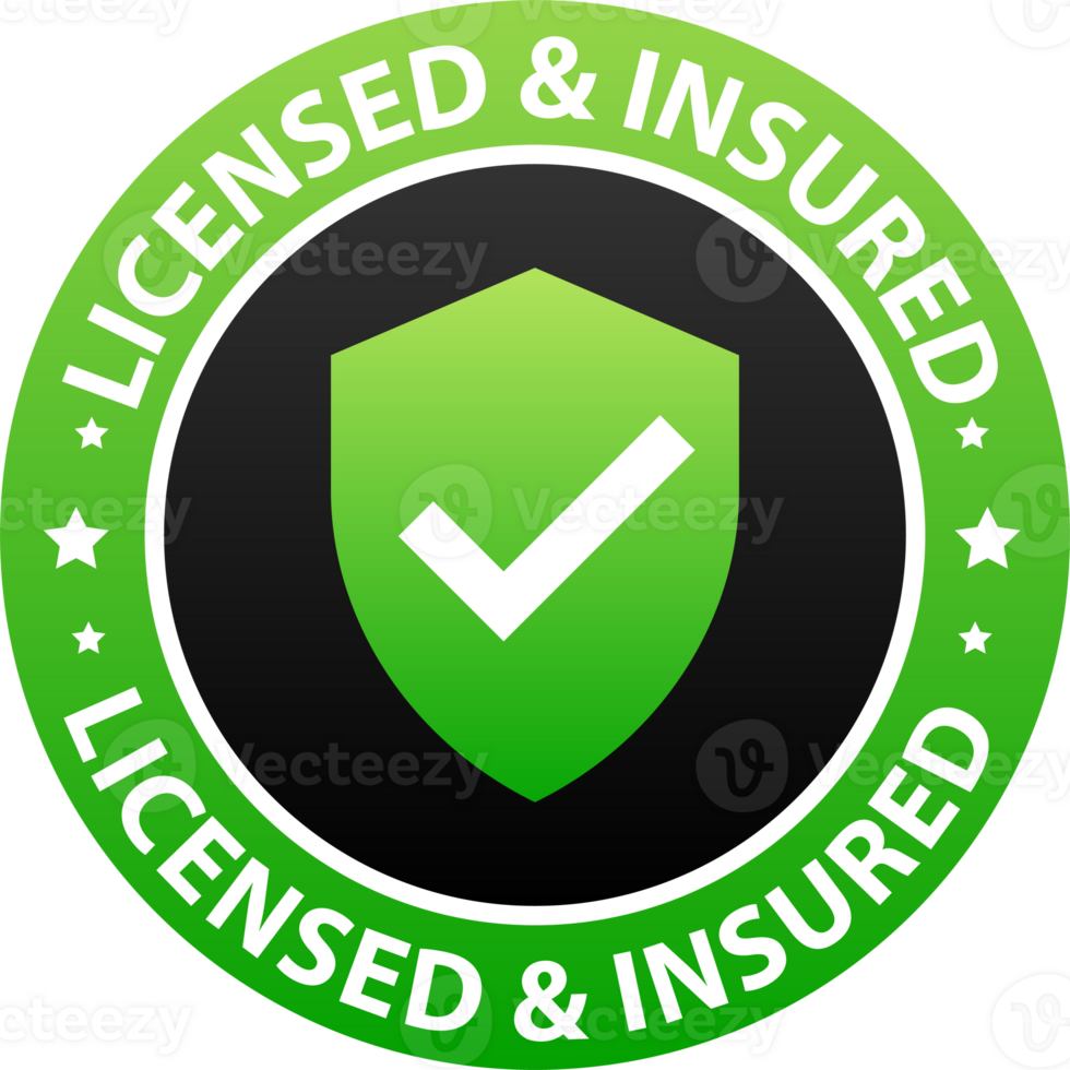 licensed and insured label. Official license and insurance - a guarantee of quality and safety png