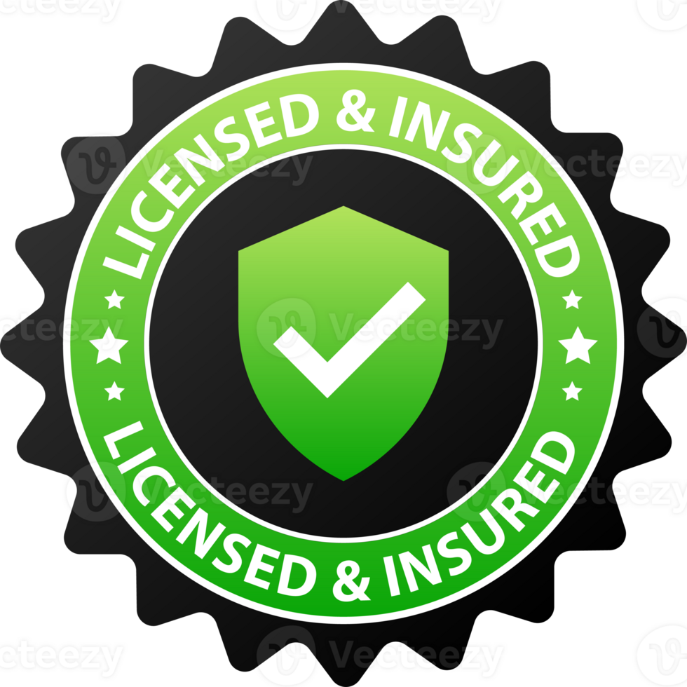 licensed and insured label. Official license and insurance - a guarantee of quality and safety png